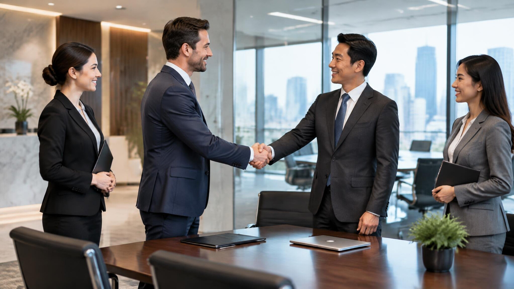 corporate lobby meeting