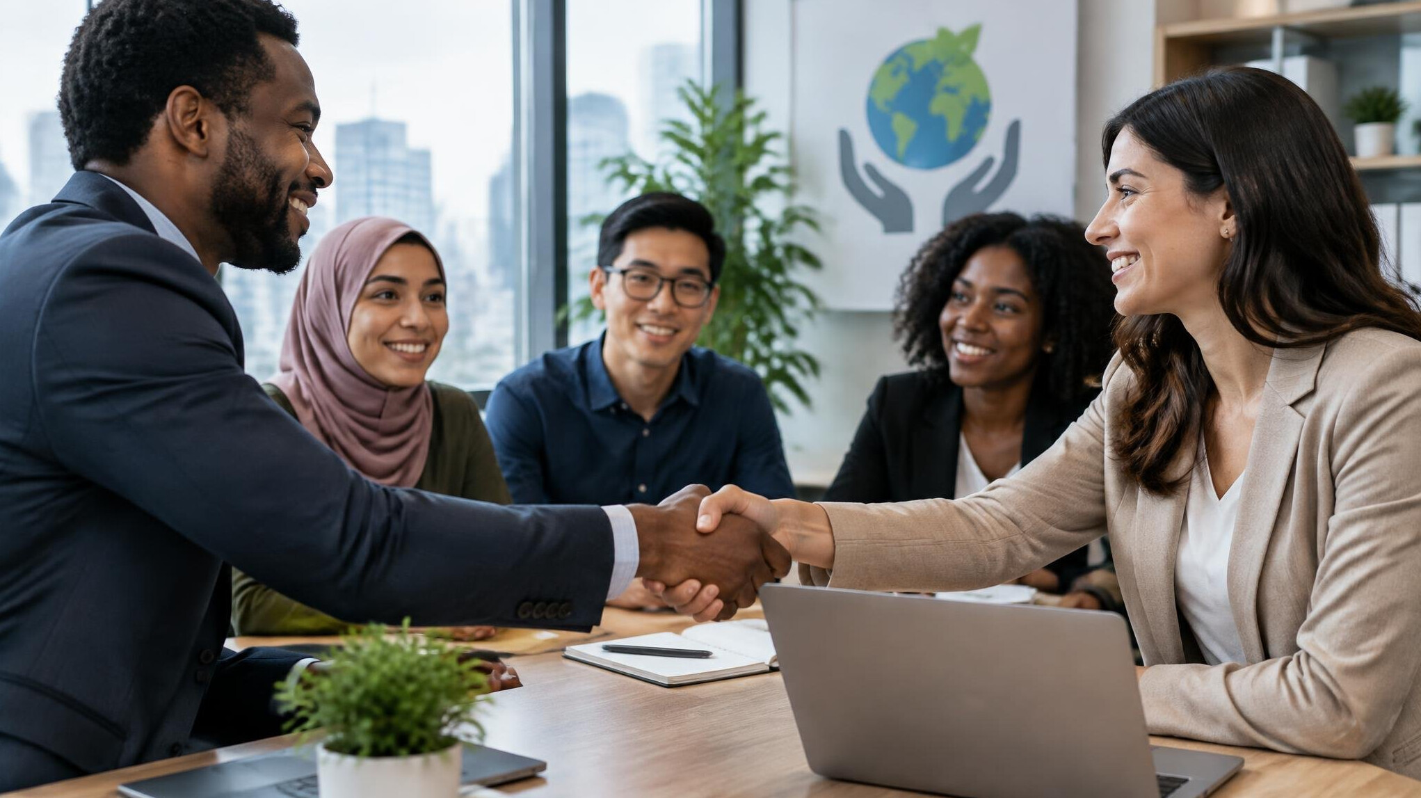 handshake in office