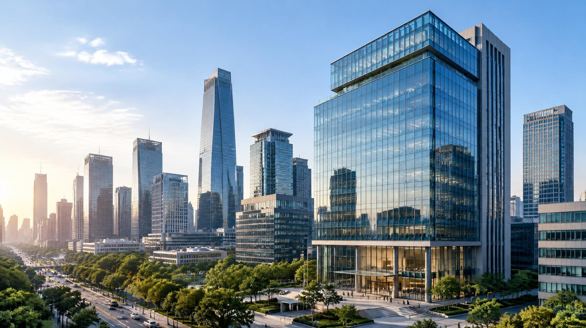city skyline with buildings